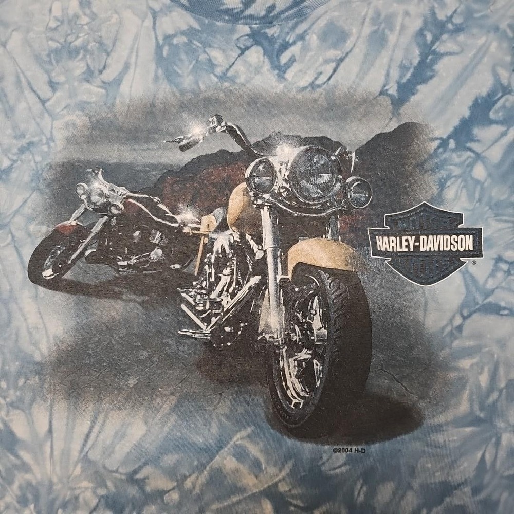 VTG Harley Davidson T Shirt Blue‎ Aloha AOP Chick's Albuquerque USA Made XL RARE - Picture 2 of 9